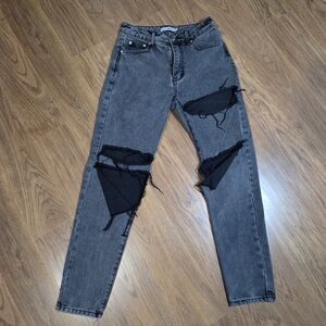 Adika Gray Skinny Jeans with Distressing, Size S